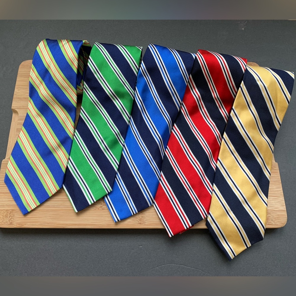 TALBOTS Diagonal Multicolor Stripes Silk Mens Neck Tie Lot OF 5
